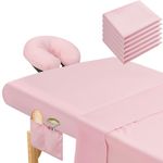 Mixweer 9Pcs 3Set Massage Table Sheets Set Include Massage Bed Sheets Massage Bed Cover Massage Face Rest Cover Spa Bed Cover Washable Massage Fitted Sheet for Beauty Salon Spa Hair Salon (Pink)