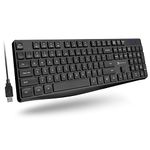 X9 Performance Wired Keyboard - Ultra Slim Full Size Ergonomic Computer Keyboard - Basic USB Keyboard for PC Desktop, Laptop with 5ft Corded Wire, 104 Quiet Keys, 14 Shortcuts, and Kickstand