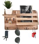 Hallops Wooden Key Holder Wall Mount- 12.9"x3.9"x7.8" - Hanging Mail Sorter and Key Rack for Entryway - Hallway Hanger Shelf with Coat Hooks - Decorative Organizer Rack - Mail Holder for Wall