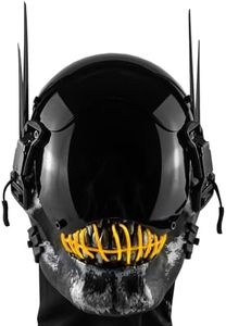 Cyberpunk Skull Mask with LED Light Gothic Cyber Mask for Men, Techwear mask, Halloween Cosplay Costume Accessory (Yellow)