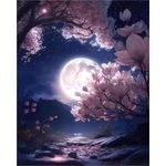 YALKIN Paint by Numbers for Adults Kits, Moon Flower Painting by Number Kits On Canvas, Without Frame DIY Color Oil Painting Acrylic Paints Home Wall Decor 16x20in/40x50cm