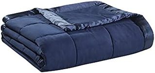 Madison Park Windom Down Alternative Blanket, Premium 3M Scotchgard Moisture Wicking Treatment, Lightweight and Soft Bed Cover for All Season, Satin Trim, Navy Full/Queen