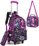 HTgroce Unicorn Rolling Backpack for Girls, Kindergarten Backpack for Girls with Wheels, Kids Roller School Bag with Wheels Toddler Wheeled Bookbag Elementary