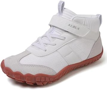 KUBUA Kids Barefoot Shoes Boys Girls High Top Minimalist Zero Drop Sneakers for Tennis Walking Hiking Athletic White 10.5 Little Kid
