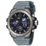 Carlington Endurance Analog-Digital Sports Rubber Watch for Men and Boys - CT 9105 Grey