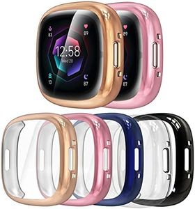 Bigqin 5Pack Soft Screen Protector Case Compatible with Fitbit Versa 4 / Fitbit Sense 2 Bumper Overall Protective Case Cover Replacement for Fitbit Versa 4 / Fitbit Sense 2