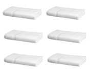 Amazon Basics Premium 100% Cotton, Absorbent Soft Bath Mat, Machine Washable, 684 GSM, White, 30" x 20" Hotel Spa Shower/Bathtub Mats, Pack of 6