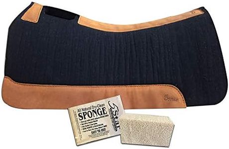 5 Star Contoured Horse Saddle Pad Blanket - 7/8" Thick Western Contoured Black Pad 30" x 30" 100% Wool Free Sponge