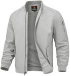 TBMPOY Mens Lightweight Bomber Jackets Light Windbreaker Jacket for Men Spring Track Jacket Casual Stylish Work Coats, Light Grey, Large