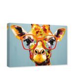 CCWACPP Colorful Giraffe Canvas Wall Art Animal Painting Wall Decor Animals Graffiti Picture Print Modern Living Room Decor Frame (Giraffe - 3, 30.00 x 45.00 cms)