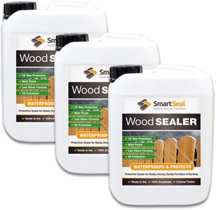 SmartSeal Wood Sealer - 3 x 5L - Clear Protective Wood Sealer for Exterior Use. Rain Repellent Invisible Waterproof Sealant for Wooden Fences, Decking, Sheds & Garden Furniture