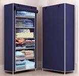 Jaffix Collapsible Wardrobe,Multipurpose Storage Rack Wardrobe,6 Shelves StorageWardrobe,Foldable Cloth Storage,Shelf for Bedroom Clothes,Clothes Organizer Rack for Home Office Room (Blue, 6-Layer)