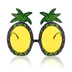 Gukasxi Funny Hawaiian Glasses Luau Party Sunglasses Tropical Sunglasses Novelty Beach Party Glasses Fancy Dress Photo Booth Props for Adults Kids Summer Party (Yellow Pineapple)