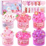 6 Pack Slimes, Pink Slime Kids, Cloud Slime kit for Girls Ages 8-12, Toys for Girl and Boys, for Kids Slime Set Party kit Goodie Bag Stuffers, 9-10 Year Old Girls Birthday Gift Ideas Cute Stuff