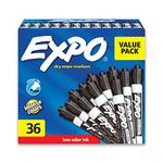 Expo Low-Odor Dry Erase Markers, Chisel Tip, Black, 36-Count