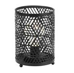 Urban Living Metal Cut Out Cage LED Table Lamp Lantern Black Cylinder Battery Powered Cordless Desk Decorative Bedside Lighting Home Lounge Bedroom Indoor Outdoor 16cm (Cubik)