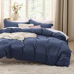 Bedsure Navy Duvet Cover Queen Size - Soft Prewashed Queen Duvet Cover Set, 3 Pieces, 1 Duvet Cover 90x90 Inches with Zipper Closure and 2 Pillow Shams, Comforter Not Included