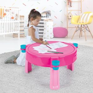 DOLU Kids 3-in-1 Sand & Water Pit with Drawing Table – Pink Outdoor Play Desk