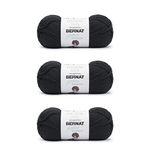 Bernat Softee Cotton Black Yarn - 3 Pack of 120g/4.25oz - Nylon - 3 DK (Light) - 254 Yards - Knitting/Crochet