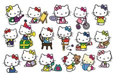 Asmi Collections PVC Wall Stickers Cute Hello Kitty - 17 Kitty Stickers