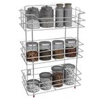 Plantex Stainless Steel Multipurpose 3 Tier Floor Standing, Table Top,Wall Mount Kitchen Rack/Storage Shelf/Cutlery Storage Rack/Dish Rack/Storage Rack for Kitchen (Chrome Finish, Tiered Shelf)