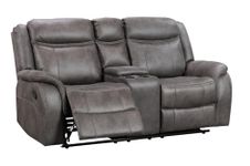 Roma Leather Look Fabric Recliner Sofa with Cup Holders, (Grey, 2 Seater)