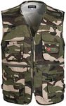 LISUHEPEAL Men's Fishing Vest Summer Outdoor Work Safari Travel Photo Vests with Multi Pockets (S18-Camouflage, XL)