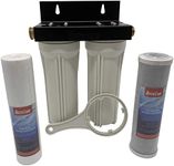 Beech Lane External RV Dual Water Filter System, Leak-Free Brass Fittings, Mounting Bracket and Two Filters Included, Sturdy Construction is Built to Last