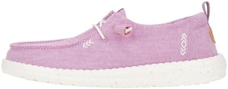 HEYDUDE Women's Wendy Chambray Lilac Size 12, Womens Shoes, Womens Slip-on Loafers, Comfortable & Light-Weight
