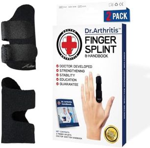 Doctor Developed Finger Splint [2-Pack] Trigger Finger Brace - Braces, Splints & Supports Index, Middle, Ring & Pinky Finger - Padded Finger Splints for Straightening (Black, S/M, 2 Pack)