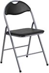 Flash Furniture 2 Pack HERCULES Series Black Vinyl Metal Folding Chair with Carrying Handle