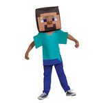 Steve Costume for Kids, Official Adaptive Minecraft Costume Jumpsuit and Head, Child Size Large (10-12)