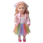 NIXNUT Doll Clothes Dress Vest Colorful Skirt Sequined Jacket Spring Fashion Clothing for American Girl Doll 18-inch with Hairband