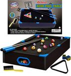 Matty's Toy Stop Deluxe 20" Wooden Table Top NEON Pool (Billiards) Table with 15 Colored Balls, 1 Cue Ball, 1 Brush, 2 Pool Sticks, 2 Cubes of Chalk & Racking Triangle