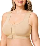 BRABIC Post Surgery Front Closure Bras for Women No Underwire Compression Bra Surgical Mastectomy Everyday Bra （Beige, Large