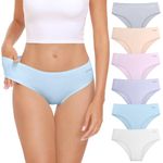 coskefy Underwear Women, 6 Pack Cotton Knickers Soft Breathable Briefs Comfy Hipster Panties Ladies Underpants