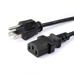 10 Feet, Black - 3 Prong AC Power Cable for Computer, Medical, Server, & Desktop - 10 ft Three Prong Power Supply Cord - C13 Power Cord - NEMA 5-15P to C13 / IEC 320-10 Foot (3 Meter), Black