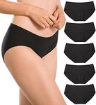 Altheanray Womens Underwear Cotton Seamless Soft Hipster Panties Ladies Mid Rise Bikini, Cotton Hipster Panties(CA3028M-Black5)