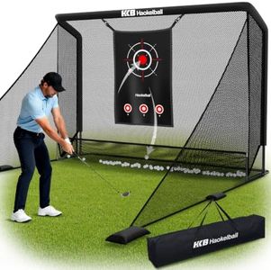 Haokelball Golf Hitting Net for Driving Real Balls, Indoor Chipping Practice Swing Training Nets with Side Barriers Impact Target, 10x8ft Heavy Duty Netting with Carry Bag for Backyard Outdoor Use