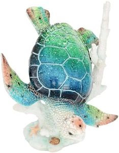 Corner Merchant Sea Turtle Diving Figurine with Coral Reef Base - Ocean Inspired Coastal, Beach & Nautical Home Decor - Tabletop Nautical Room Accents (12"x10"x 8")