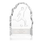 EIO Gifts Personalised Glass Footballer Wedge Trophy/Display - Engraved with any custom text