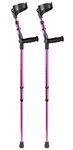Pair of Height Adjustable Ossenberg Soft Ergonomic Grip Closed Cuff Crutches Pink Colour Maximum User Weight 23.5 Stone