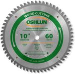 Oshlun SBW-100060N 10-Inch 60 Tooth Negative Hook Finishing ATB Saw Blade with 5/8-Inch Arbor for Sliding Miter and Radial Arm Saws