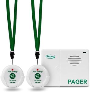 Smart Caregiver Two Call Buttons & Wireless Caregiver Pager for Fall Prevention and Elderly Assistance | Caregiver Call Button with Wearable Lanyard | Nurse Call Alert System with Up to 300' Range