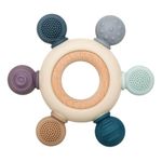 Baby Teething Toys Silicone Teethers BPA Free Silicone Rudder with Wooden Ring Soothe Babies Gums (Grey)