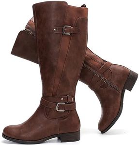 Luoika Women's Extra Wide Calf Knee High Boots, Wide Width Winter Tall Boots., Brown 420, 11 X-Wide