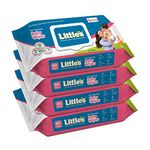 Little's Soft Cleansing Baby Wipes with Lid | 80 Wipes x Pack of 4 - 320 Wipes | Extra Thick & Moist Wet Wipes for Baby's | Prevents Rashes & Redness with Goodness of Aloe Vera, Vitamin E & Jojoba Oil