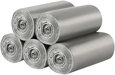 5 Rolls Small Trash Bags - 200 Counts Durable 4 Gallon Small Garbage Bags for home office kitchen Bathroom Bedroom Trash Can liners（Silver）