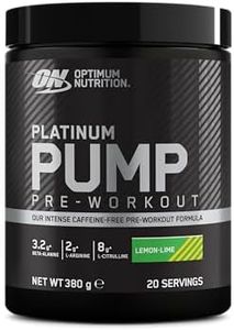ON Platinum PUMP Pre-Entrenamiento, Suplemento Alimenticio Pre-Entrenamiento Intenso sin Cafeína con Fruitflow, Beta-Alanina, L-Arginina, L-Citrulina, Sabor Lemon Lime, 20 porciones, 380 g