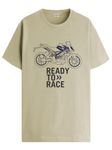 ADRO Men's Biker Design Printed 100% Cotton T-Shirt - Regular Fit, Printed T-shirts for men (RN24-KTM-BE_Beige_M)